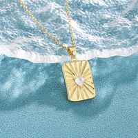 Casual Simple Style Heart Shape Rectangle Stainless Steel Plating Inlay Zircon 18k Gold Plated Pendant Necklace main image 5