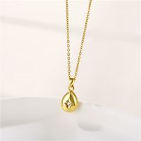 Stainless Steel Simple Style IG Style Plating Inlay Water Droplets Zircon Pendant Necklace sku image 1