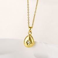 Stainless Steel Simple Style IG Style Plating Inlay Water Droplets Zircon Pendant Necklace main image 1