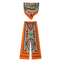 Women's Streetwear Printing Polyester Patchwork Bowknot Pants Sets main image 4