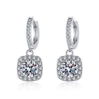 Basic Modern Style Square Sterling Silver Gra Inlay Moissanite Drop Earrings main image 3