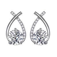 Élégant Style Classique Géométrique Argent Sterling Gra Incruster Moissanite Boucles D'oreilles main image 2