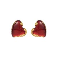 Elegant Heart Shape Alloy Resin Inlay Resin Rhinestones Gold Plated Women's Earrings Ear Studs sku image 2