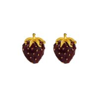 Elegant Heart Shape Alloy Resin Inlay Resin Rhinestones Gold Plated Women's Earrings Ear Studs sku image 1