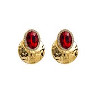 Retro Exaggerated Oval Alloy Inlay Rhinestones Gold Plated Women's Ear Studs sku image 5