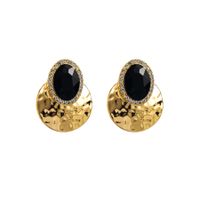 Retro Exaggerated Oval Alloy Inlay Rhinestones Gold Plated Women's Ear Studs sku image 2