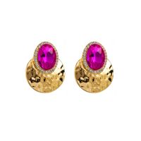 Retro Exaggerated Oval Alloy Inlay Rhinestones Gold Plated Women's Ear Studs sku image 1