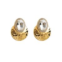 Retro Exaggerated Oval Alloy Inlay Rhinestones Gold Plated Women's Ear Studs sku image 4