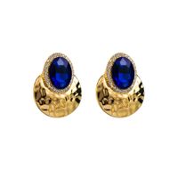 Retro Exaggerated Oval Alloy Inlay Rhinestones Gold Plated Women's Ear Studs sku image 3