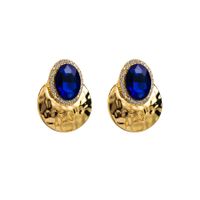 Retro Exaggerated Oval Alloy Inlay Rhinestones Gold Plated Women's Ear Studs main image 4