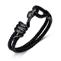 Hip Hop Style Vintage Serpent Acier Inoxydable 304 Faux Cuir Tresser Cuir Artificiel Hommes Bracelets sku image 2