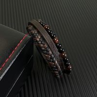 Hip-Hop Vintage Style Round 304 Stainless Steel Pu Leather Braid Artificial Leather Men'S Bracelets main image 1