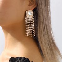 Elegant Square Alloy Inlay Rhinestones Women's Drop Earrings main image 5