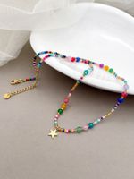304 Stainless Steel Beaded Seed Bead 14K Gold Plated Sweet Artistic Beaded Plating Star Crystal Beads Necklace main image 3
