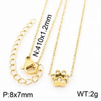 Titanium Steel 18K Gold Plated Simple Style Korean Style Plating Animal Paw Print Bracelets Earrings Necklace sku image 28
