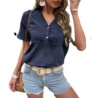 Women's Blouse Short Sleeve T-shirts Casual Classic Style Solid Color main image 5