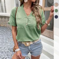 Women's Blouse Short Sleeve T-shirts Casual Classic Style Solid Color main image 6