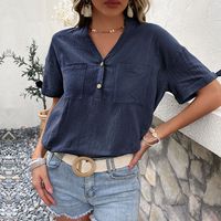 Women's Blouse Short Sleeve T-shirts Casual Classic Style Solid Color main image 3