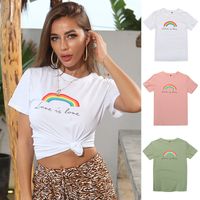 Women's T-shirt Short Sleeve T-shirts Printing Casual Classic Style Rainbow main image 6