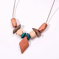 Simple Style Color Block Wood Patchwork Women's Pendant Necklace sku image 1