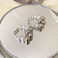 Modern Style Simple Style Round Alloy Beaded Pearl Women's Earrings main image 3
