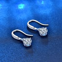 Elegant Geometric Sterling Silver Gra Inlay Moissanite Drop Earrings main image 4