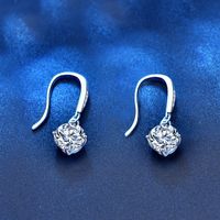 Élégant Géométrique Argent Sterling Gra Incruster Moissanite Boucles D'oreilles main image 1