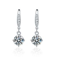 Élégant Géométrique Argent Sterling Gra Incruster Moissanite Boucles D'oreilles main image 2