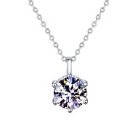 Simple Style Shiny Round Sterling Silver Gra Plating Inlay Moissanite Pendant Necklace sku image 3