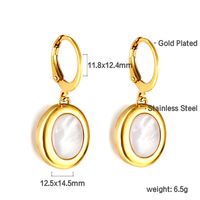 Elegante Oval Acero Inoxidable Enchapado Embutido Cascarón Chapado En Oro Pulsera Aretes Collar sku image 1