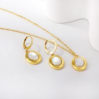 Elegant Oval Stainless Steel Plating Inlay Shell Gold Plated Bracelets Earrings Necklace main image 3
