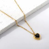 Sweet Heart Shape Stainless Steel Plating Inlay Zircon Gold Plated Pendant Necklace sku image 2