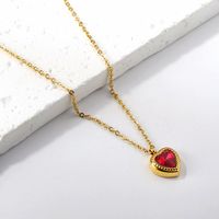 Sweet Heart Shape Stainless Steel Plating Inlay Zircon Gold Plated Pendant Necklace sku image 3