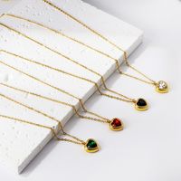 Sweet Heart Shape Stainless Steel Plating Inlay Zircon Gold Plated Pendant Necklace main image 3