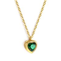 Sweet Heart Shape Stainless Steel Plating Inlay Zircon Gold Plated Pendant Necklace main image 2