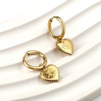 Simple Style Heart Shape Eye Stainless Steel Plating Inlay Zircon Drop Earrings 1 Pair sku image 2