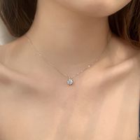 Simple Style Shiny Round Sterling Silver Gra Plating Inlay Moissanite Pendant Necklace main image 4