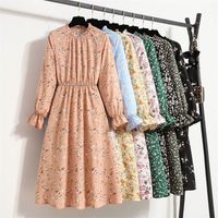 Women's Tea Dress Casual Elegant Sexy Standing Collar Printing Long Sleeve Ditsy Floral Maxi Long Dress Daily main image 1