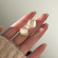 Elegant Simple Style Korean Style Square Alloy Patchwork Inlay Opal Women's Ear Studs main image 1