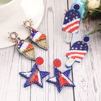 Retro Ice Cream Star Seed Bead Inlay Glass Independence Day Women's Drop Earrings main image 2