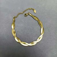 304 Stainless Steel 18K Gold Plated Retro Plating Solid Color Bracelets Necklace main image 3