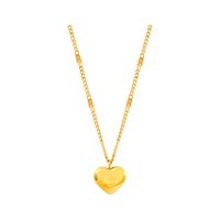 304 Stainless Steel 18K Gold Plated Retro Plating Heart Shape Pendant Necklace main image 2