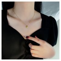 304 Stainless Steel 18K Gold Plated Retro Plating Heart Shape Pendant Necklace main image 3