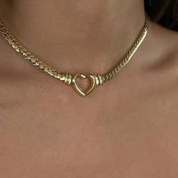 304 Stainless Steel 18K Gold Plated Retro Plating Heart Shape Bracelets Necklace main image 3