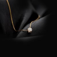 304 Stainless Steel 18K Gold Plated Korean Style Plating Inlay Round Artificial Rhinestones Necklace Pendant main image 1