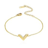 304 Stainless Steel 18K Gold Plated IG Style Casual Plating V Shape Bracelets Earrings Necklace main image 3