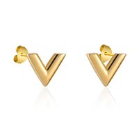 304 Stainless Steel 18K Gold Plated IG Style Casual Plating V Shape Bracelets Earrings Necklace main image 2