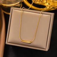 304 Stainless Steel 18K Gold Plated IG Style Simple Style Plating Solid Color Necklace main image 4