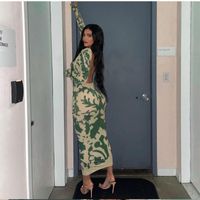 Women's Pencil Skirt Casual Elegant Sexy Round Neck Backless Long Sleeve Printing Maxi Long Dress Daily Date main image 5