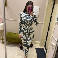 Women's Pencil Skirt Casual Elegant Sexy Round Neck Backless Long Sleeve Printing Maxi Long Dress Daily Date main image 2